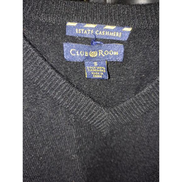 Club Room Estate Cashmere Black V neck Sweater Size Small - Picture 3 of 6